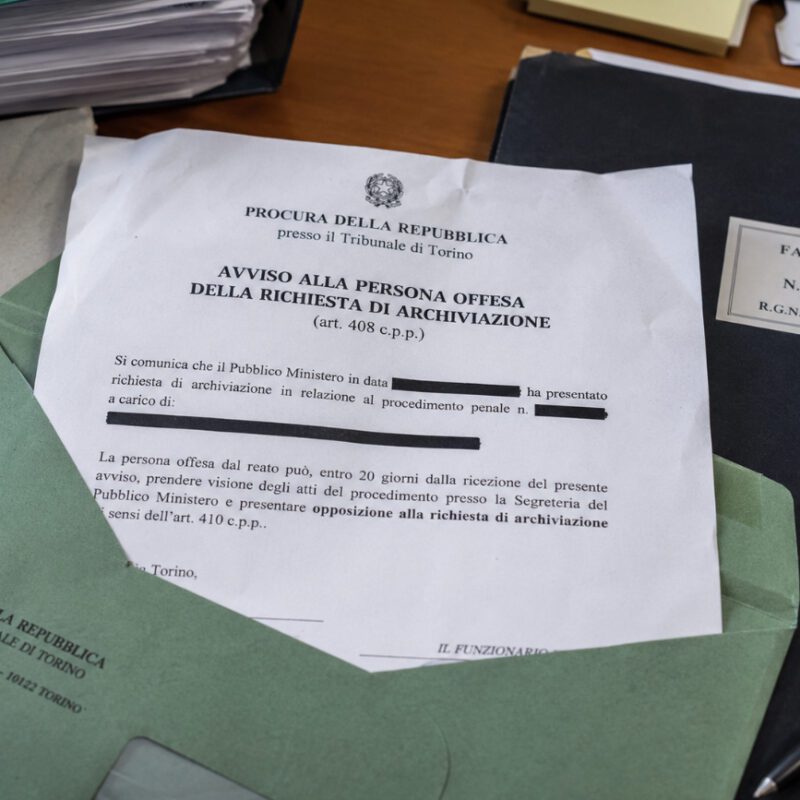 Avviso di richiesta di archiviazione alla persona offesa